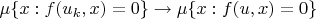 $\mu\{x: f(u_k,x)=0\}\to\mu\{x: f(u,x)=0\}$