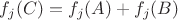 $f_j(C)=f_j(A)+f_j(B)$