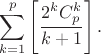 $$
\sum_{k=1}^p\left[\frac{2^k C_p^k}{k+1}\right].
$$