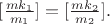 $[\frac{mk_1}{m_1}]=[\frac{mk_2}{m_2}].$