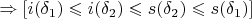 $\Rightarrow [i(\delta_1) \leqslant i(\delta_2) \leqslant  s(\delta_2) \leqslant s(\delta_1)]$