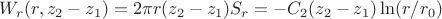 $W_r (r,z_2-z_1)=2\pi r (z_2-z_1) S_r = -C_2(z_2-z_1)\ln (r/r_0) $