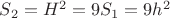 $S_2=H^2=9S_1=9h^2$