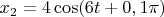 $x_2=4\cos(6t+0,1\pi)$