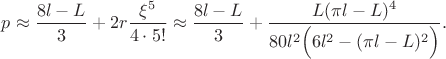 $p \approx \dfrac{8l-L}{3}+2r\dfrac{\xi^5}{4\cdot 5!} \approx \dfrac{8l-L}{3}+\dfrac{L(\pi l- L)^4}{80 l^2 \Big(6 l^2-(\pi l-L)^2\Big)}.$