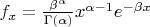 $f_x=\frac {\beta ^\alpha}{\Gamma(\alpha)}x^{\alpha -1}e^{-\beta x}$