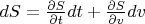 $dS=\frac{\partial S}{\partial t}dt+\frac{\partial S}{\partial v}dv$