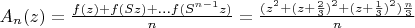 $ A_n(z)=\frac{ f(z)+f(Sz)+...f(S^{n-1}z)}{n}=\frac{(z^2+(z+\frac{2}{3})^2+(z+\frac{1}{3})^2)\frac{n}{3}}{n} $