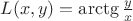 $L(x, y)=\arctg\frac y x$