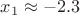 $x_1 \approx -2.3$ $x_1 \approx -2.3$