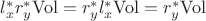 $l_x^*r_y^*\mathrm{Vol}=r_y^*l_x^*\mathrm{Vol}=r_y^*\mathrm{Vol}$ $l_x^*r_y^*\mathrm{Vol}=r_y^*l_x^*\mathrm{Vol}=r_y^*\mathrm{Vol}$