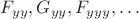$F_{yy}, G_{yy}, F_{yyy}, \dots$