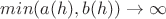 $min(a(h),b(h))\to\infty$