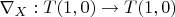 $\nabla_X:T(1,0)\to T(1,0)$