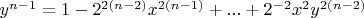 $y^{n-1}=1-2^{2(n-2)}x^{2(n-1)}+...+2^{-2}x^2y^{2(n-2)}$