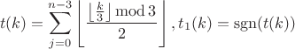 $$t(k)=\sum\limits_{j=0}^{n-3}\left\lfloor\frac{\left\lfloor\frac{k}{3}\right\rfloor \operatorname{mod} 3}{2}\right\rfloor, t_{1}(k)=\operatorname{sgn}(t(k))$$