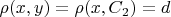$\rho(x,y)=\rho(x,C_2)=d$