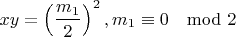 $$xy=\left(\frac{m_1}{2}\right)^2, m_1\equiv 0\mod 2$$