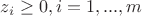 $z_i \geq 0, i=1,...,m$ $z_i \geq 0, i=1,...,m$