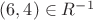 $(6,4)\in R^{-1}$