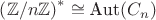 $\left(\mathbb{Z}/n\mathbb{Z} \right)^* \cong \text{Aut} (C_n) $
