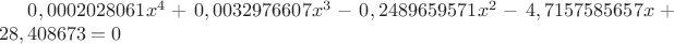 $0,0002028061x^4+0,0032976607x^3-0,2489659571x^2-4,7157585657x+28,408673=0$