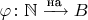 $\varphi\colon\mathbb N\xrightarrow{\text{на}}B$