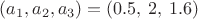 $(a_1,a_2,a_3)=(0.5,\:2,\:1.6)$