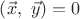 $\left(\vec{x},\ \vec{y}\right)=0$