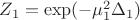 $Z_1=\exp(-\mu_1^2 \Delta_1)$