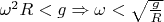 $\omega^2 R < g \Rightarrow \omega < \sqrt{\frac{g}{R}}$