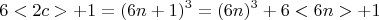 $$6<2c>+1=(6n+1)^3=(6n)^3+6<6n>+1 $$