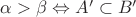 $\alpha > \beta \Leftrightarrow A' \subset B'$