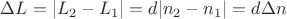 $\Delta L=|L_2-L_1|=d|n_2-n_1|=d\Delta n$