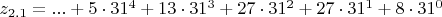 $z_{2.1}=...+5\cdot 31^{4}+13\cdot 31^{3}+27\cdot 31^{2}+27\cdot 31^{1}+8\cdot 31^{0}$