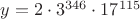 $y=2\cdot 3^{346}\cdot 17^{115}$