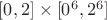 $[0,2]\times[0^6, 2^6]$