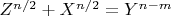 $Z^{n/2}+X^{n/2}=Y^{n-m}$