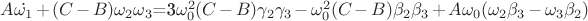 $A \dot{\omega_1}+(C-B)\omega_2\omega_3$=3\omega_0^2(C-B)\gamma_2\gamma_3-\omega_0^2(C-B)\beta_2\beta_3+A\omega_0(\omega_2\beta_3-\omega_3\beta_2)\