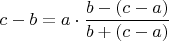 $c-b=a \cdot \displaystyle \frac{b-(c-a)}{b+(c-a)}$