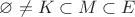 $\varnothing \ne K \subset M \subset E$