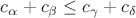 $c_{\alpha}+c_{\beta}\leq{c_{\gamma}+c_{\delta}}$