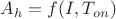 $A_{h} = f(I,T_{on})$
