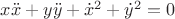 $x\ddot x+y\ddot y+\dot x^2+\dot y^2=0$