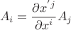 $$A_i=\frac{\partial x^{'j}}{\partial x^{i}}A_j$$