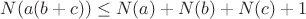 $N(a (b+c)) \le N(a) + N(b) + N(c) + 1$
