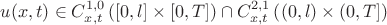 $u(x,t)\in C_{x,t}^{1,0}\left([0,l]\times[0,T]\right)\cap C_{x,t}^{2,1}\left( (0,l) \times (0,T] \right)$