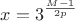 $x=3^\frac{M-1}{2p}$