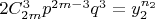 $\[2C_{2m}^3 p^{2m - 3} q^3  = y_2^{n_2 }\]$