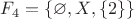$F_4 = \{\varnothing, X, \{2\}\}$